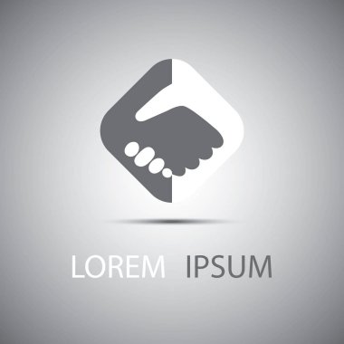 Gri ve beyaz el sıkışma simgesi logo iş coopereation için.