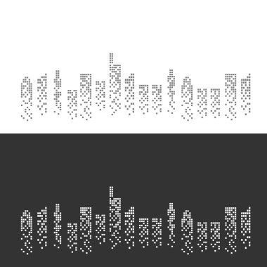 Soyut gök yüksek binalar ve büyük şehirde kuleleri. Kentsel peyzaj vektör grafik tasarım arka planı için.
