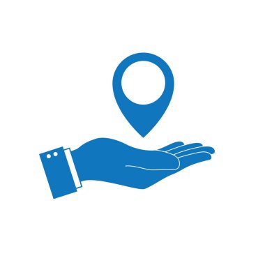 El - harita noktası simgesini iş gezinti desteği ve hedef kavramı vektör grafik tasarım.