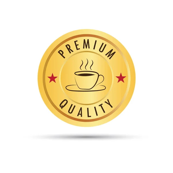 Coffee Premium Quality Gold Badge Icon Logo Vector Graphic Design — Stock Vector