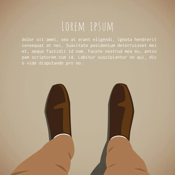 Top Vue Marron Chaussures Mode Pantalons Portés Par Homme Élégant — Image vectorielle