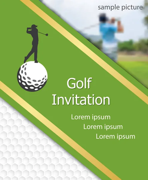 Modèle Flyer Invitation Tournoi Golf Design Graphique Golfeur Balançant Sur — Image vectorielle