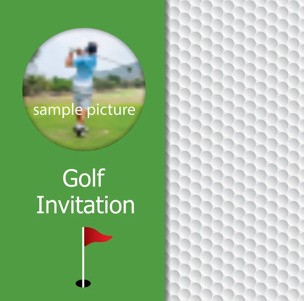 ゴルフ大会招待状チラシ テンプレート グラフィック デザイン ゴルフ ボール パターン テクスチャとサンプル画像に — ストックベクタ