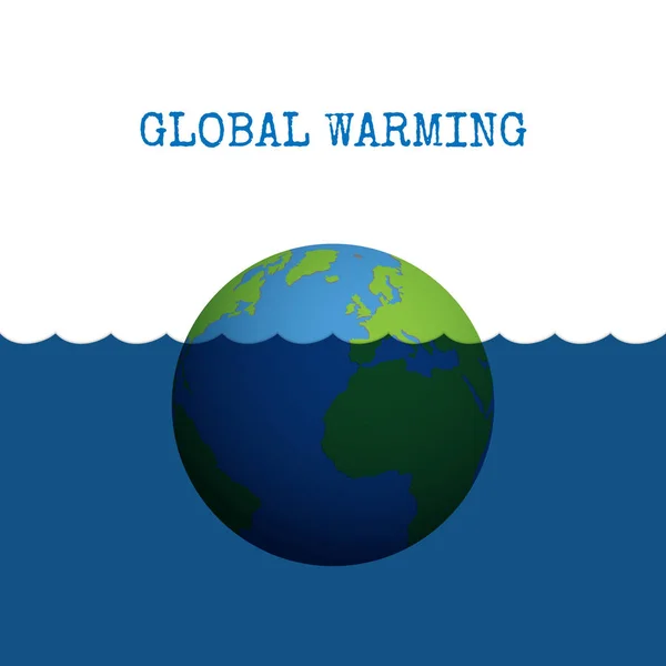 Planet Earth Sinking Water Because Global Warming Crisis Nature Saving — Stock Vector