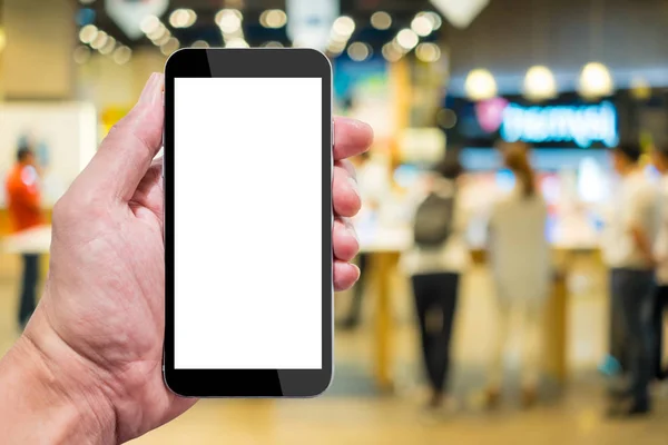 Med Hjälp Smartphone Det Handla Människor Försöker Smart Telefon Innan — Stockfoto
