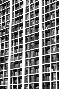 Yüksek bina kat mülkiyeti Bangkok, Tayland yaşamak için. Siyah ve beyaz filtre.