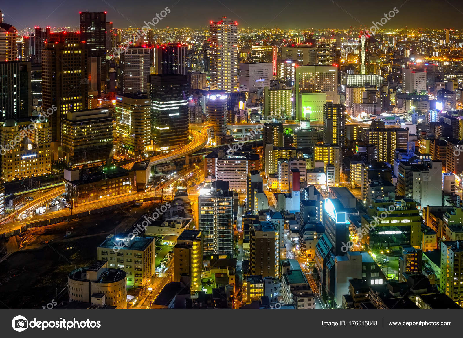 Oska City Japan Night View Showing Modern Japan Big City Stock Photo Image By C Mantinov