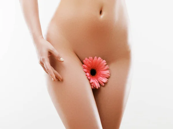 Soins du corps et peau propre. Concept de dépilation. Épilation à la cire pour belle femme. Ligne brésilienne de bikini d'épilation laser et formes de corps sexy. Femme sexy au spa — Photo