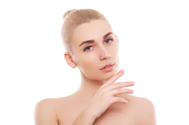 Beauty Woman portresi. Mükemmel Taze Temiz Ciltli Güzel Spa Mankeni