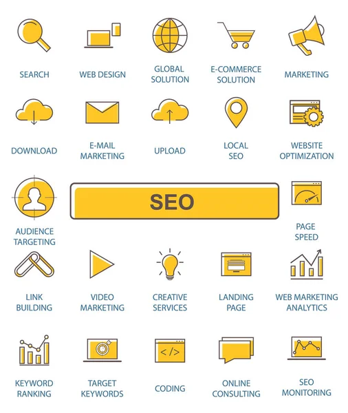 Een overzicht van web iconen set - Seo. — Stockvector