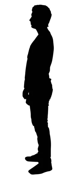 Silhouet van een man die zijwaarts staat — Stockvector
