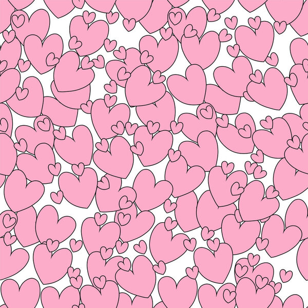 Векторная иллюстрация. Бесшовный рисунок с несколькими сердцами
 