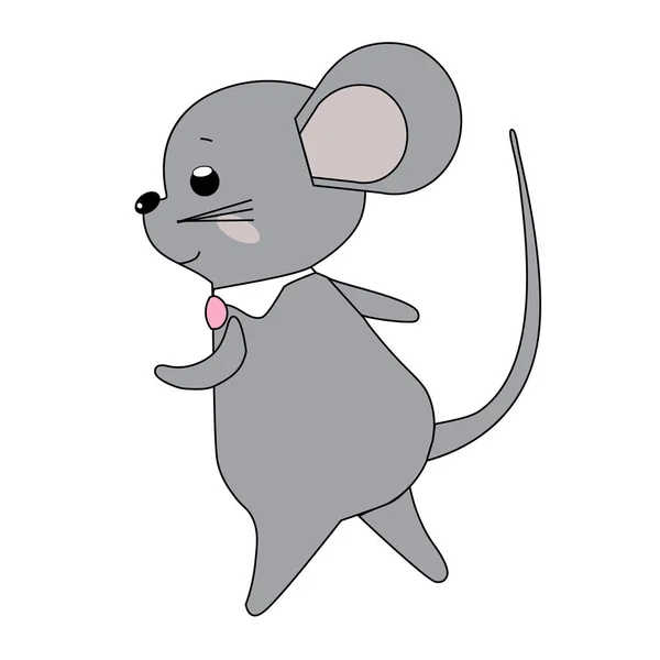 Vector illustration. Cute dancing mouse. — Stock Vector