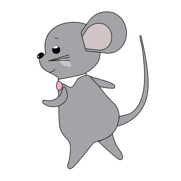 Vector illustration. Cute dancing mouse. — 스톡 벡터