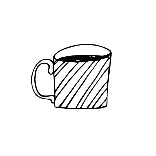 Illustration Vectorielle Dessinée Main Une Simple Tasse Enfantine Doodle Drôle — Image vectorielle