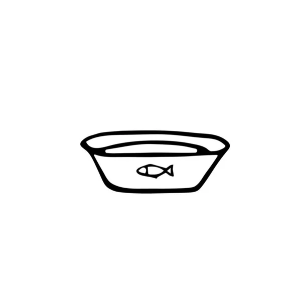 Hand drawn vector. Cute simple cat bowl. — Wektor stockowy