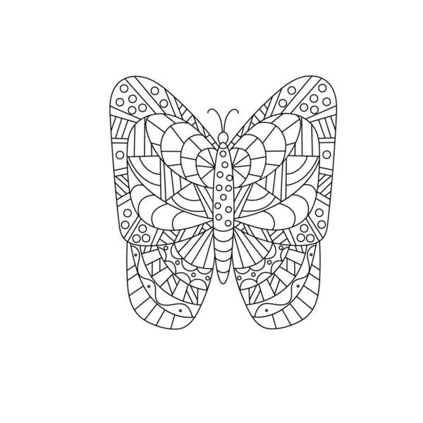 Ręcznie Rysowany Wektor Ilustracji Cute Motyl Białym Tle Kolorowanki Dla — Wektor stockowy