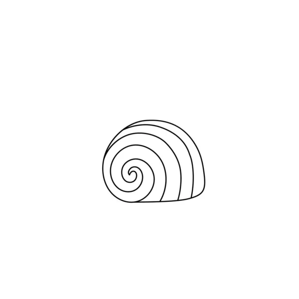 Ilustración vectorial. La silueta simple de la concha marina. Dibujo de líneas negras sobre fondo blanco, Doodle . — Vector de stock