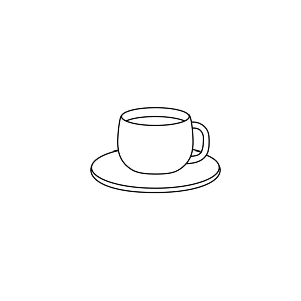 Vektorillustration mit einem einfachen Becher. Tasse und Untertasse Silhouette. — Stockvektor