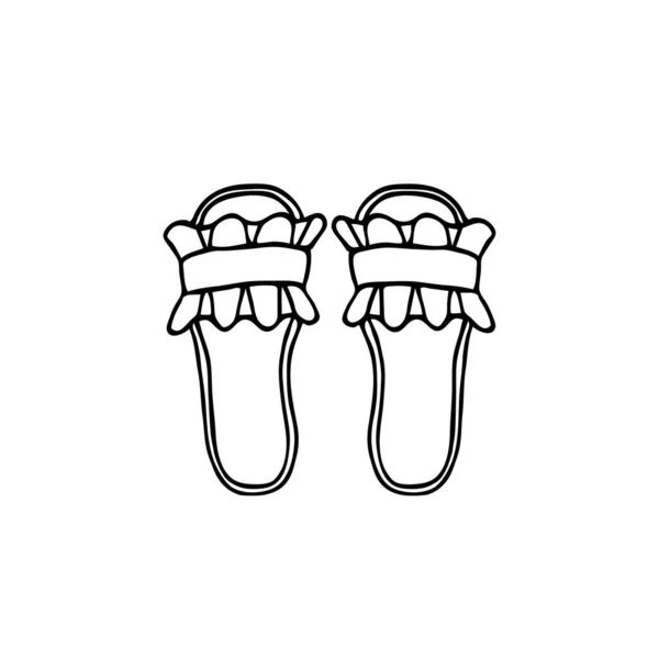 Ручной рисунок вектора. Летняя обувь, шлепанцы с декором . — стоковый вектор