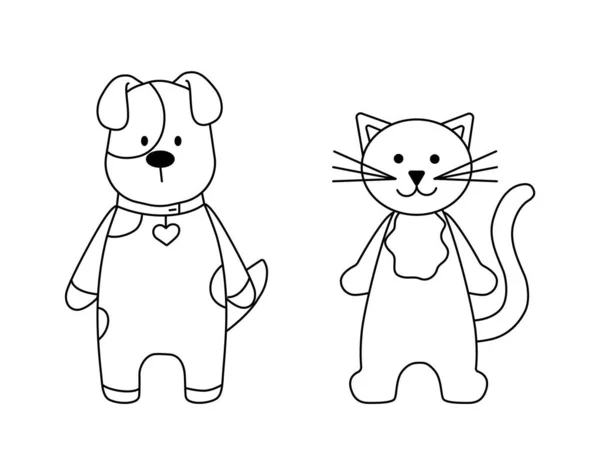 Siluetas simples de dibujos animados gatos y perros . — Vector de stock