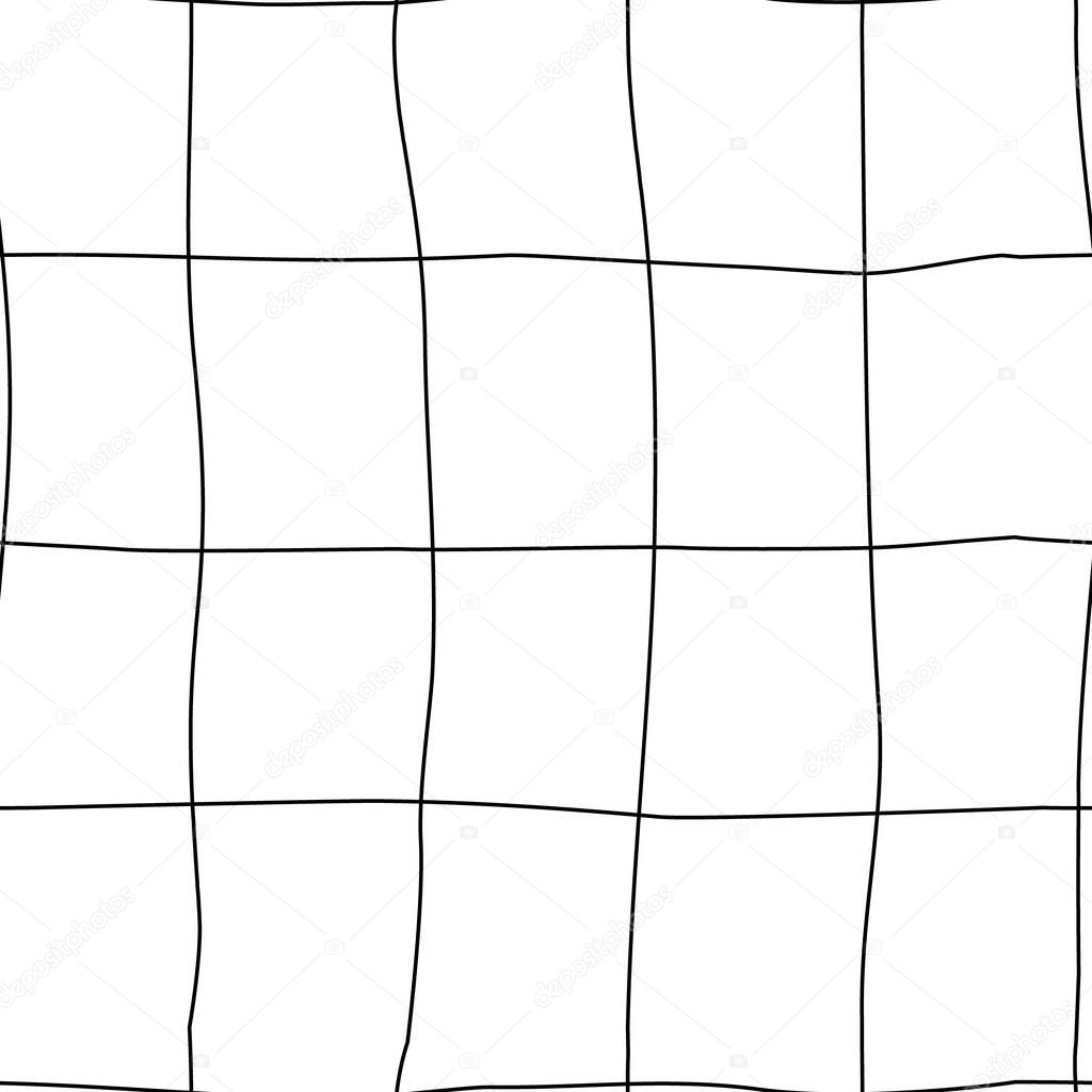 Hand drawn vector, Doodle grid seamless pattern.