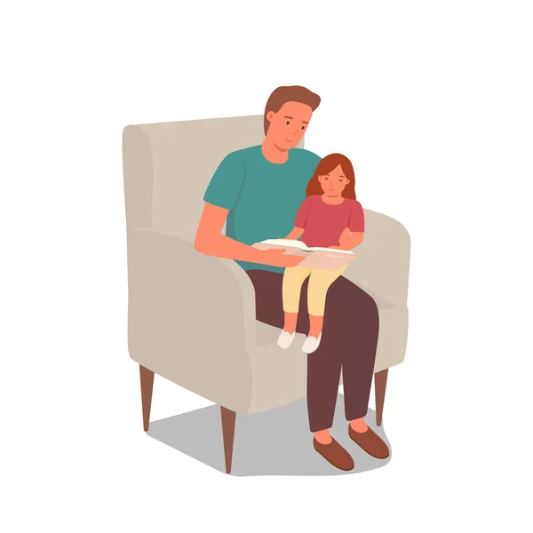 Симпатичный ребенок на коленях у отцов, хорошо проводим время вместе . — стоковый вектор