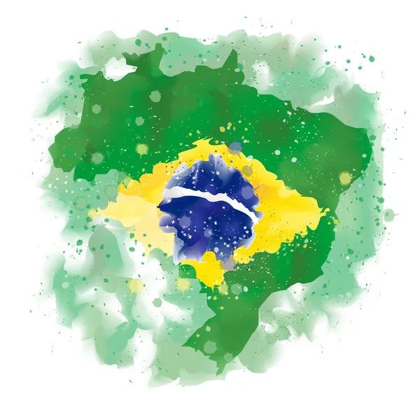 Vector map of Brazil Watercolor paint — Stock Vector