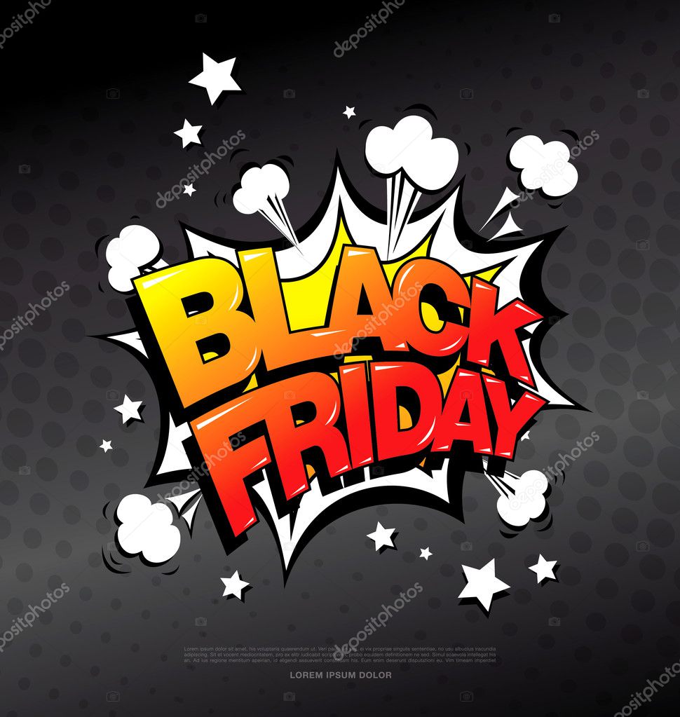 Black friday comic style banner, sale concept