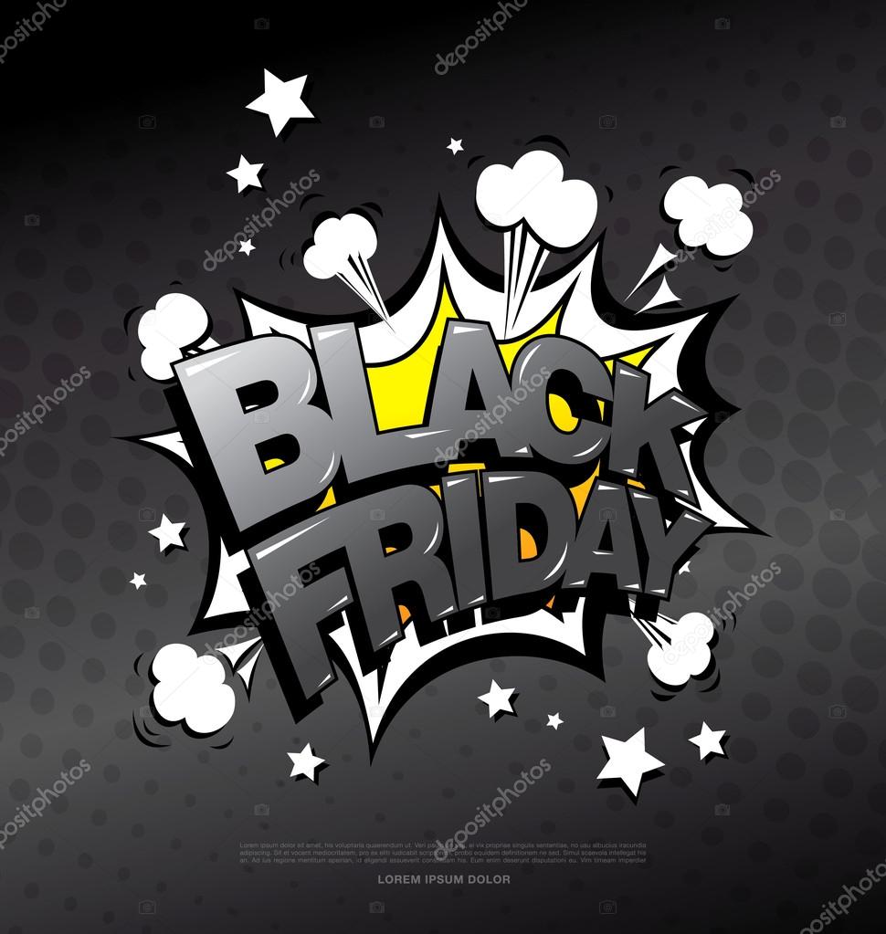 Black friday comic style banner, sale concept