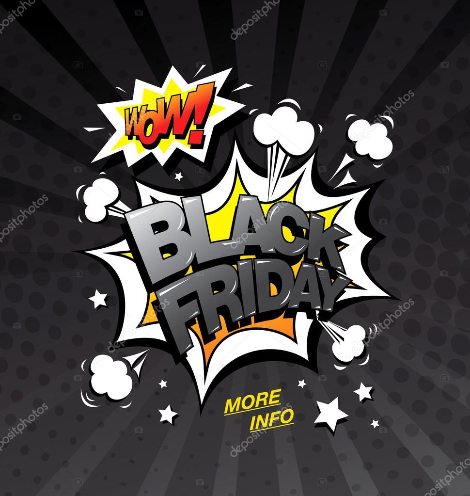 Black friday comic style banner, sale concept