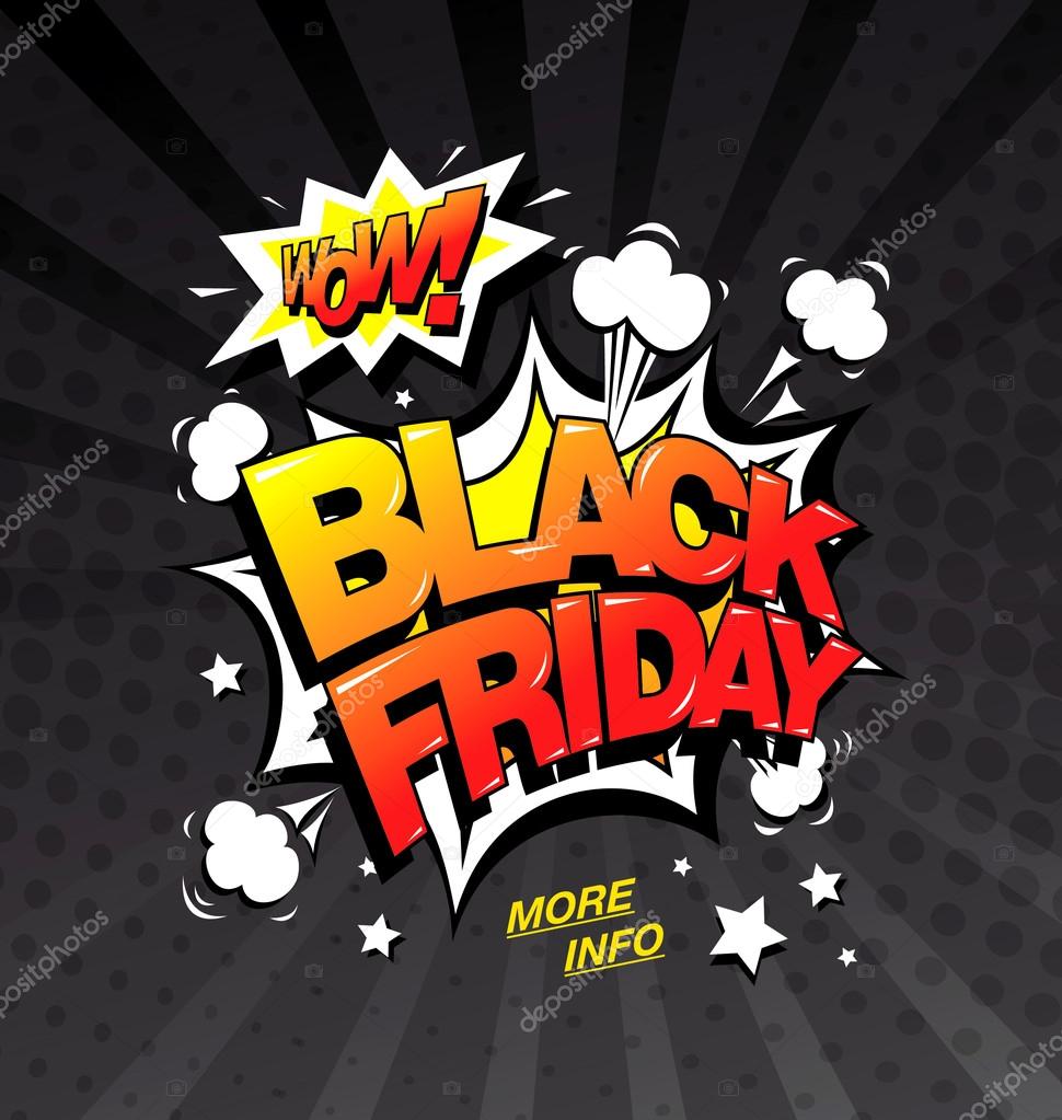 Black friday comic style banner, sale concept