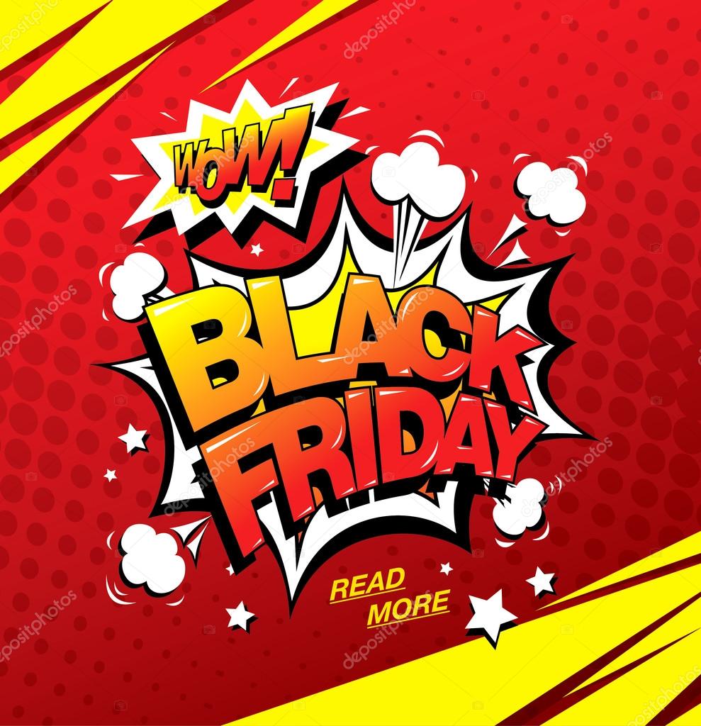 Black friday comic style banner, sale concept