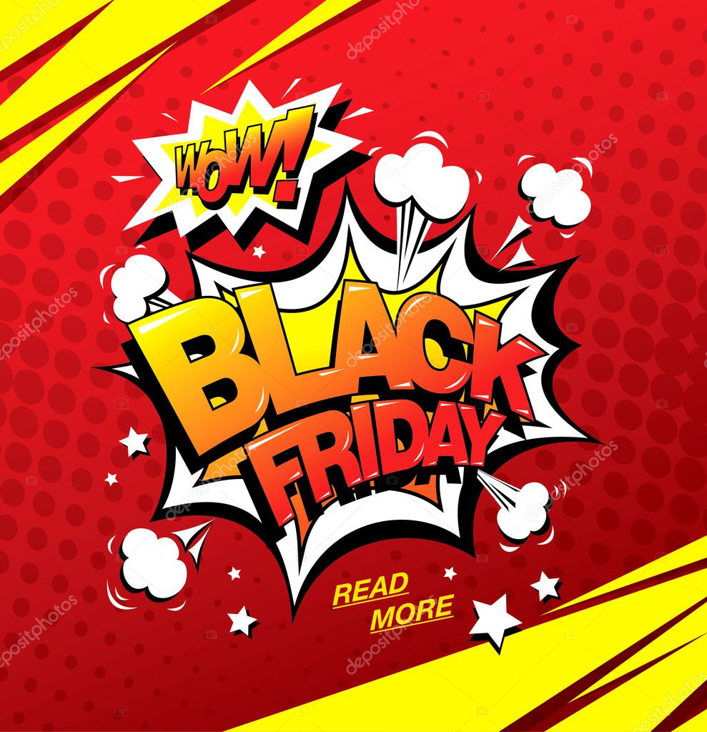 Black friday comic style banner, sale concept
