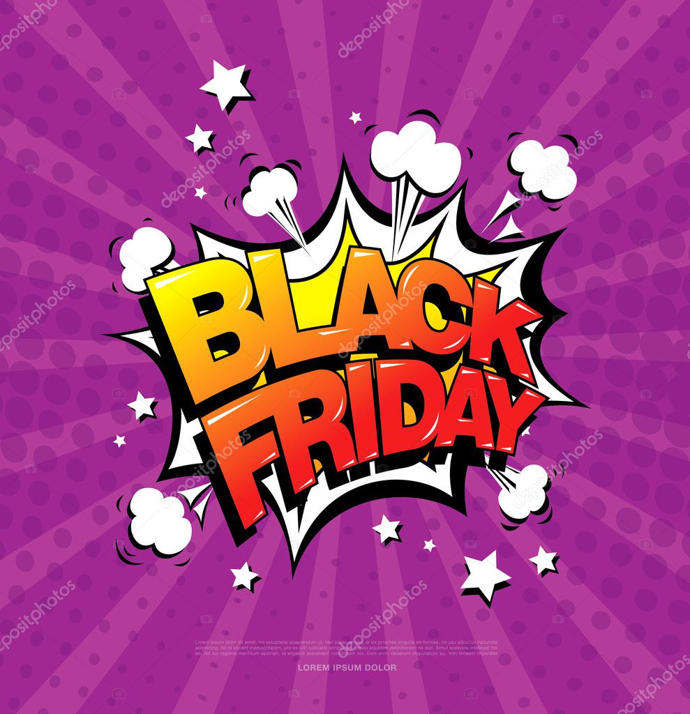 Black friday comic style banner, sale concept