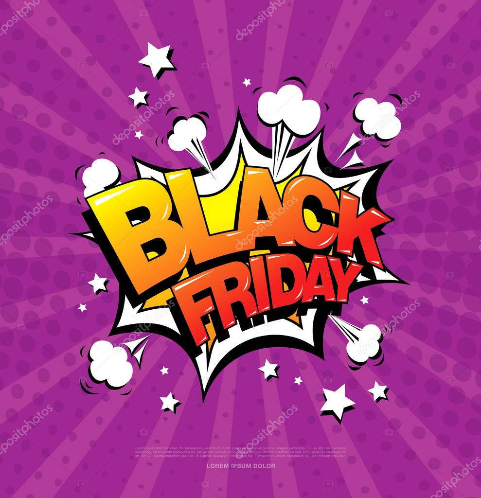 Black friday comic style banner, sale concept
