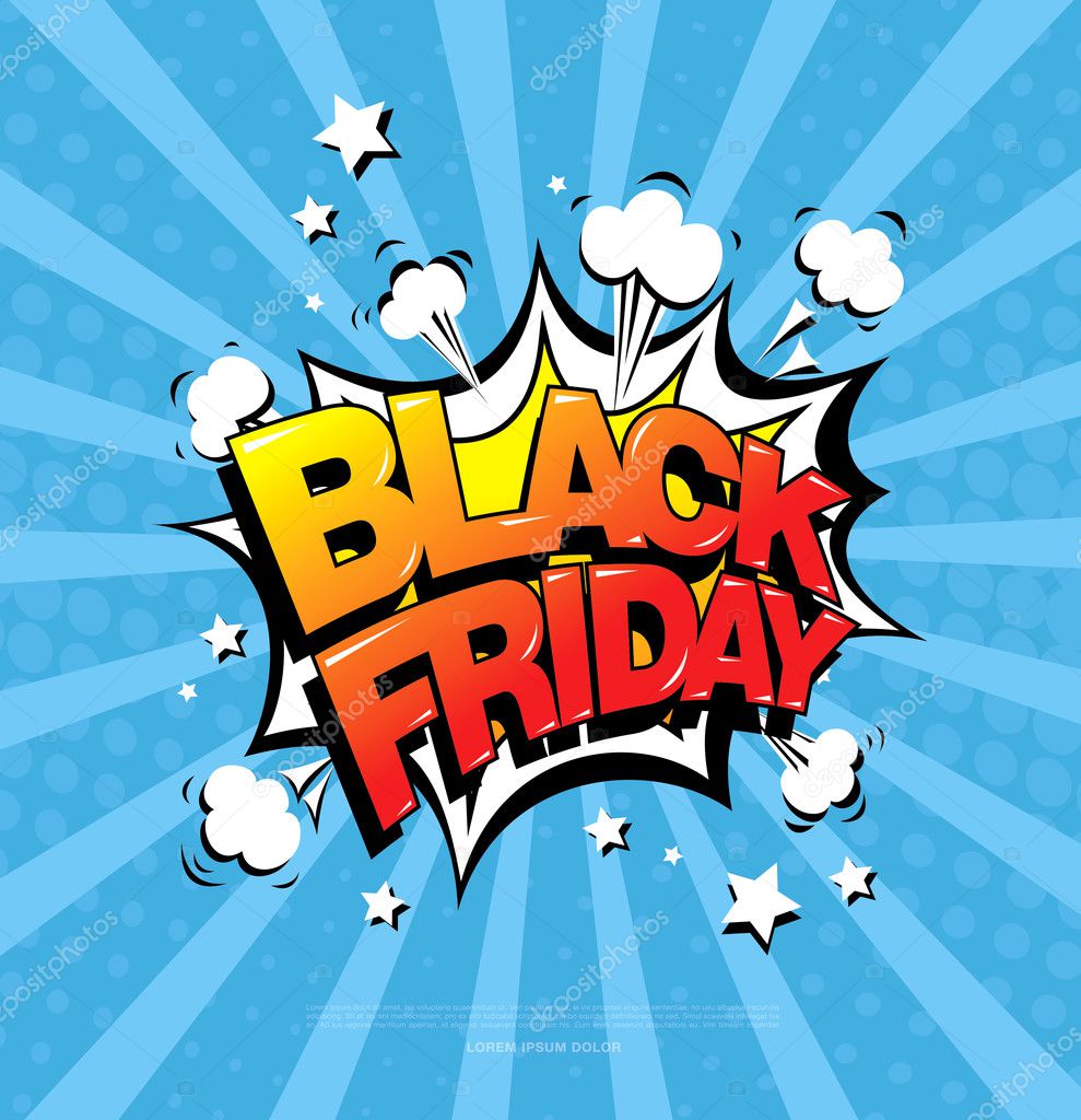 Black friday comic style banner, sale concept