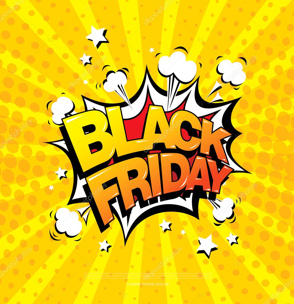 Black friday comic style banner, sale concept