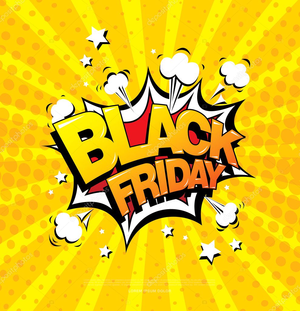 Black friday comic style banner, sale concept
