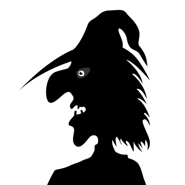 Silhouette of the head of the old witch — Stock Vector