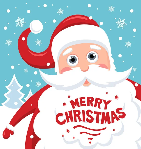 Santa claus avec joyeux Noël lettrage — Image vectorielle