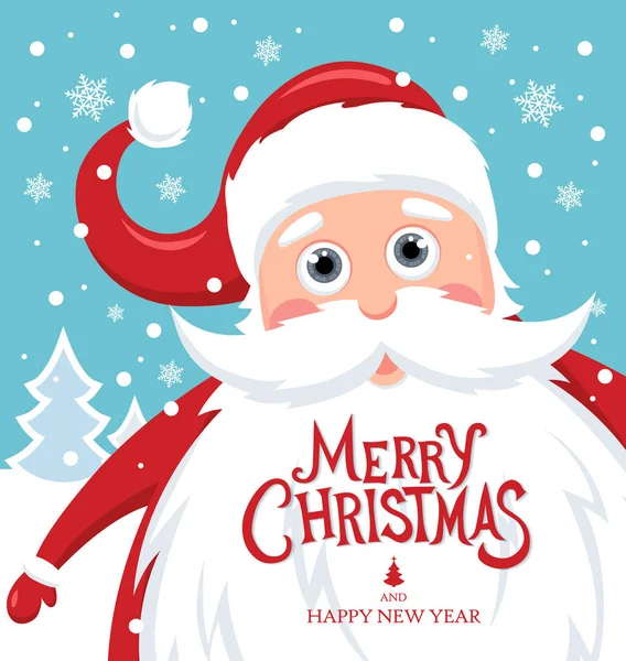 Santa claus avec joyeux Noël lettrage — Image vectorielle