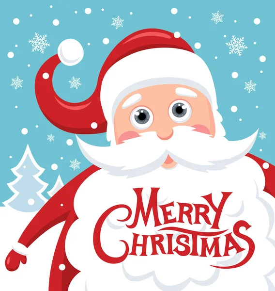 Papai Noel com letras Feliz Natal — Vetor de Stock