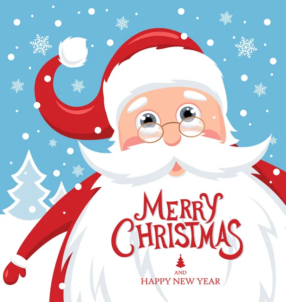 Santa claus con letras de navidad feliz — Vector de stock