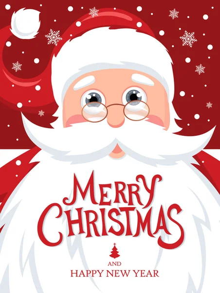 Santa Claus with Merry Christmas lettering — Stock Vector