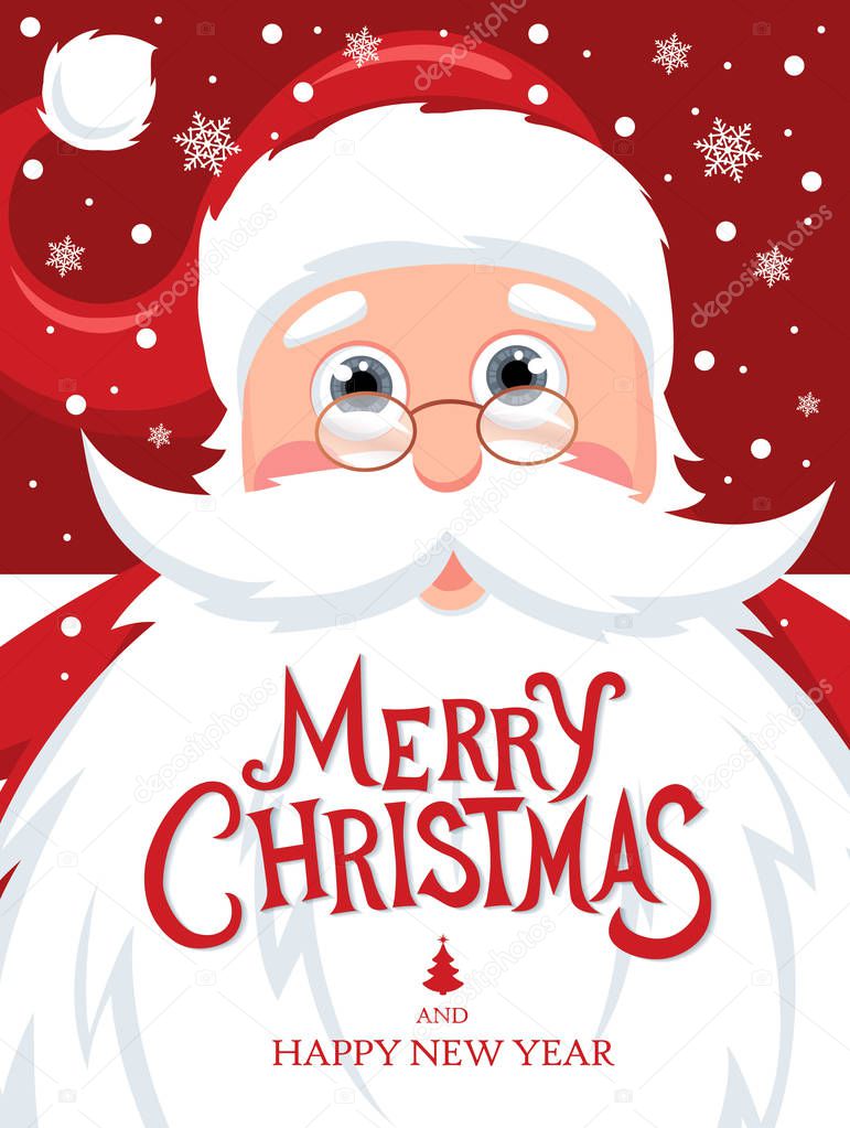 Santa Claus with Merry Christmas lettering 