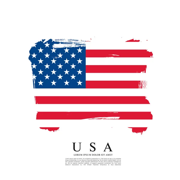 Bandera americana hecha en pincelada — Vector de stock