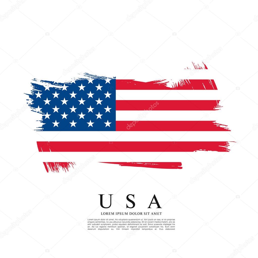 American flag made in brush stroke 