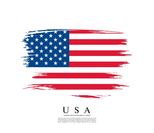 Bandera americana hecha en pincelada — Vector de stock