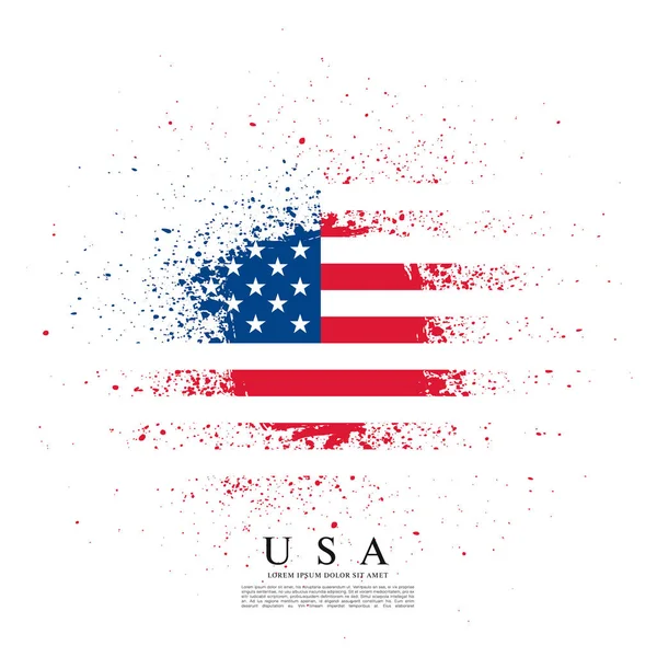 Bandera americana hecha en pincelada — Vector de stock